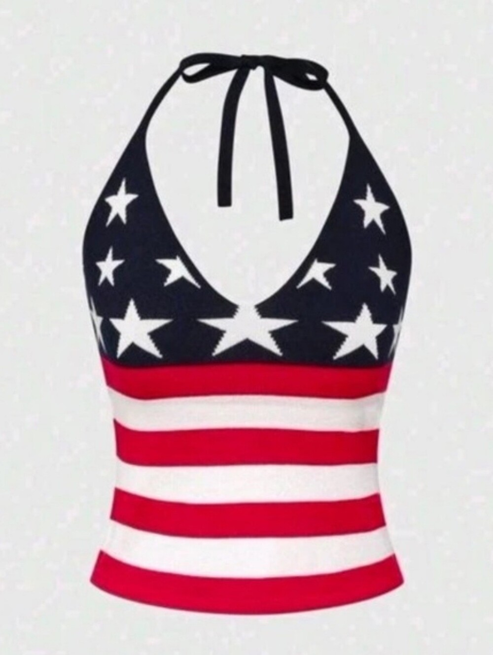 Patriotic Stars & Stripes Halter Tank Top - Red White Navy American Flag